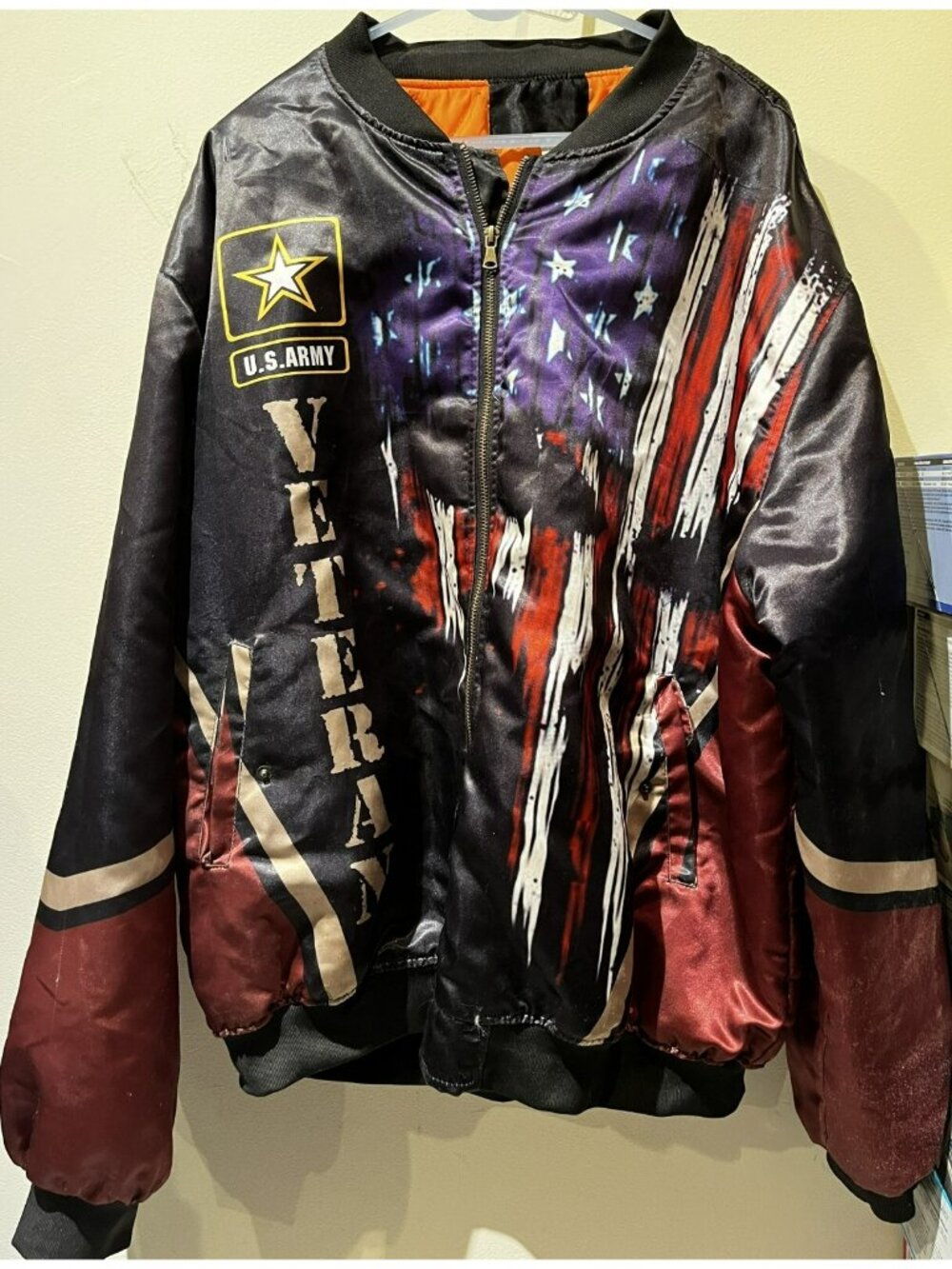 Men USA Army Marines Veteran Skull 3D Bomber Jackets Zipper Flight Jacket 3XL